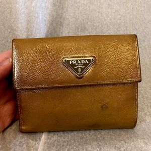 Prada Saffiano gold wallet